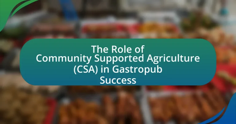 The Role of Community Supported Agriculture (CSA) in Gastropub Success