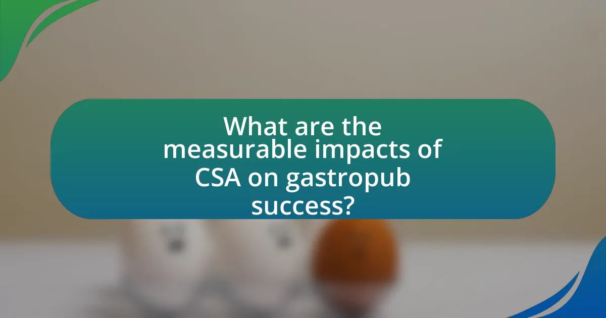 What are the measurable impacts of CSA on gastropub success?